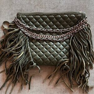 Ash Leather Quilted Crossbody Bag Green